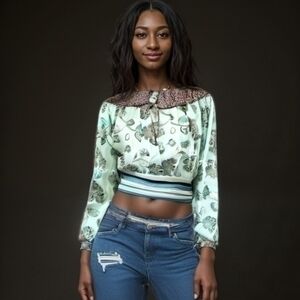 BCBG MAXAZRIA 100% SILK OPEN BACK TOP SZ XS